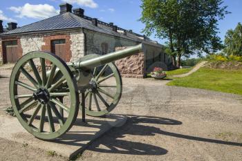 Old cannon of the First World War. Lappeenranta, Finland