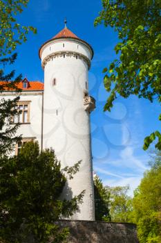 Tower of Konopiste castle, Czech Republic. It was established in the 1280 and renovated between 1889 and 1894 by the architect Josef Mocker into residence for Archduke Franz Ferdinand of Austria