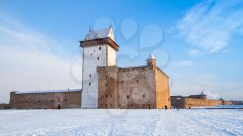 Hermanni linnus or Herman castle. Narva. Estonia. Winter season