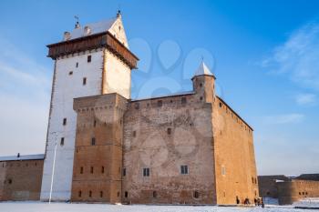 Hermanni linnus or Herman castle in Narva. Estonia. Winter season