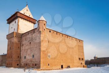 Herman castle or Hermanni linnus in Narva. Estonia. Winter season