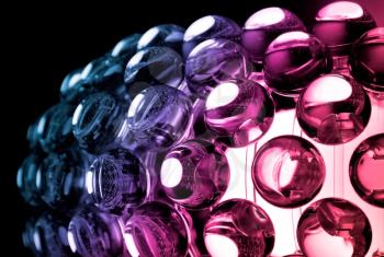 Abstract colorful background with glass spherical design elements of modern chandelier
