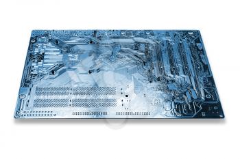 Blue motherboard isolated on white