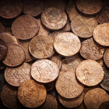 Old coins background texture