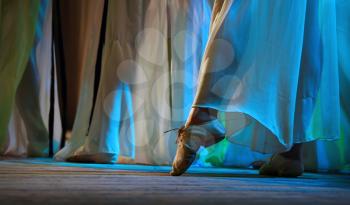 Modern russian ballet fragment with girls legs on pointes