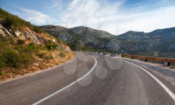 Turn of rural mountain highway in Montenegro