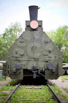 Front view of the old Soviet armored train from WWII period