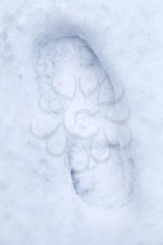 Footprint in fresh soft snow