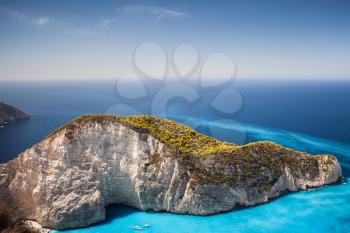 Navagio Bay, coastal landscape. The most famous natural landmark of Zakynthos, Greek island in the Ionian Sea