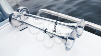Stainless boat electric horns with chromium plated trumpet, yacht safety equipment