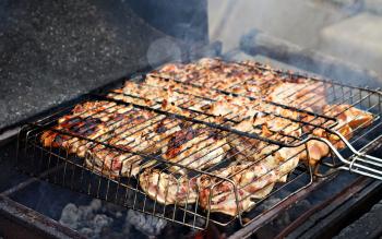 Meat cooking in the barbecue, high resolution