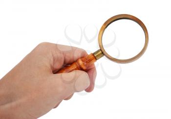 magnifying glass in the hand