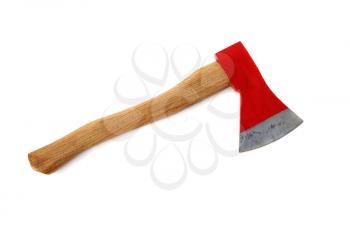 Red axe isolated on white