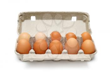 eggs in the box isolated on white