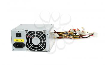 Computer power supply isolate on white