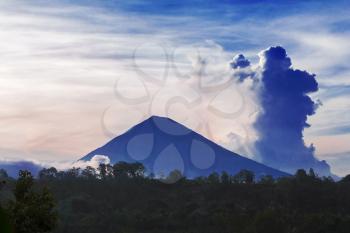 Agung volcano on the sunrise