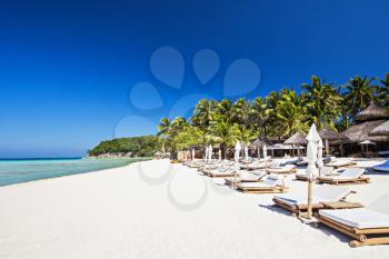 Sun beds on the lonely beach, Boracay