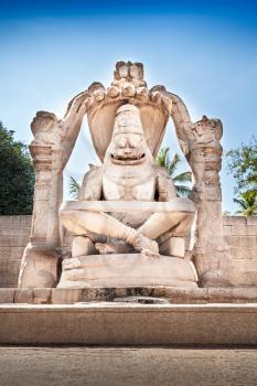 Narasinha (avatar of vishnu) statue in Hampi, India