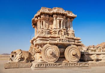 Chariot and Vittala temple at Hampi, India