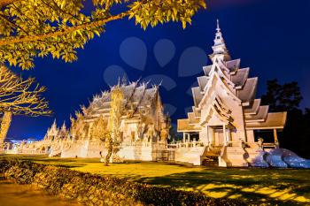 Wat Rong Khun (White Temple) at the night, Chiang Rai, Thailand 