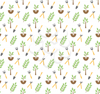 Gardening seamless pattern isolated on white background