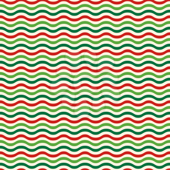 Seamless Wave Pattern in Christmas Colors Isolated on White Background