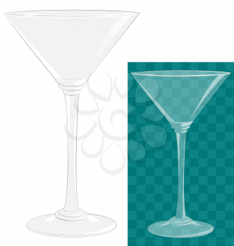 Transparent isolated martini glass