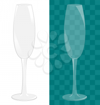 Transparent isolated sparkling wine glass