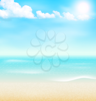 Beach seaside sea shore clouds. Summer holiday vacation background