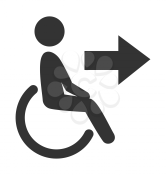 Disability man pictogram flat icon exit isolated on white background