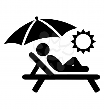 Summer Relax Sunbathing Pictograms Flat People Icons Isolated on White Background
