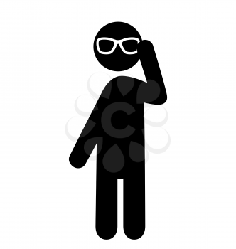 Summertime Pictograms Flat People with Sun Glasses Icons Isolated on White Background