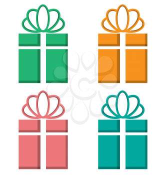 Gift boxes cutout on different backgrounds on white