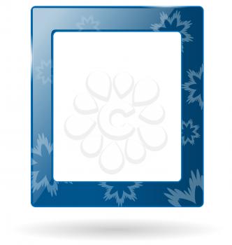 blue glassy frame with snowflakes isolated on white background