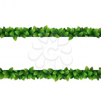  Green leaves seamless frame isolated on white background