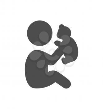 Baby plays with teddy bear pictogram flat icon isolated on white background