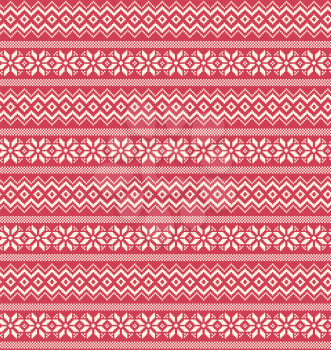Seamless Winter Holidays Nordic Ornament Pattern Isolated on Pink Background