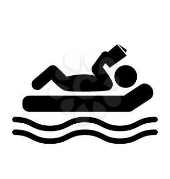 Summer Relax Swim Pictogram Flat People Read Book Icon Isolated on White Background