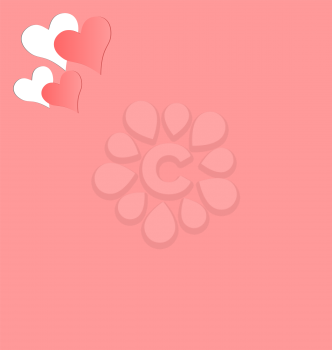 Two hearts cutted in pink paper