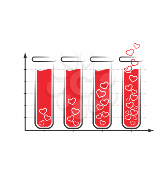 Fun love infographic icon with tubes of blood isolated on white background