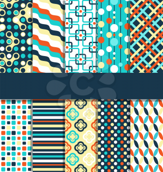 Seamless geometric bright contrast abstract patterns