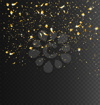 Festive Celebration Golden Confetti on Transparent Dark Background