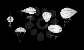White decorative lanterns in the darkness