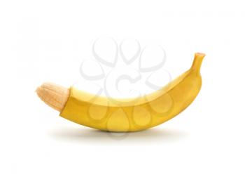 Penis like banana isolated on white background