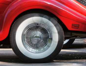 Closeup of retro car wheel