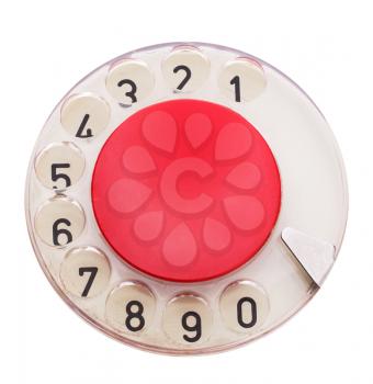 Dial of vintage red telephone