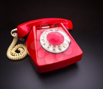 Macro of vintage red telephone