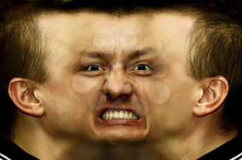 Panorama face of angry man