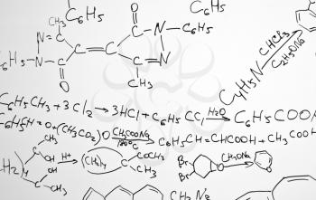 Chemistry science formulas on white board
