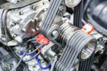Closeup of a powerful car engine